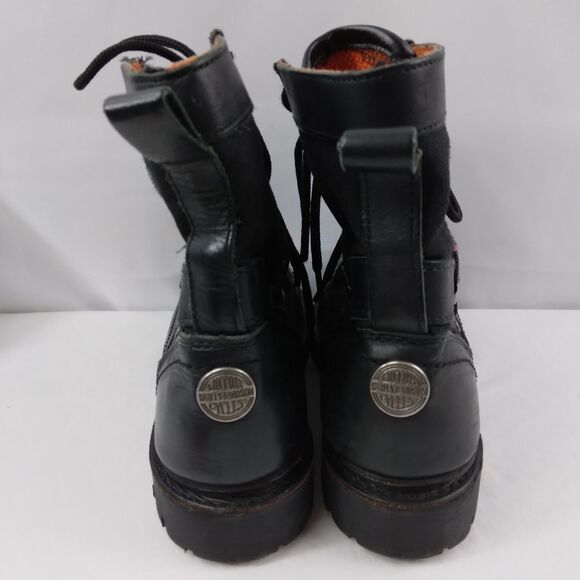 HARLEY DAVIDSON Leather Motorcycle Boots Mid Calf Combat Patch Women's 6.5 - Picture 13 of 15